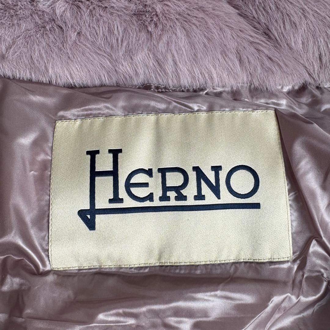 極美品 ヘルノ HERNO エコファー ダウンコート ダウンジャケット 42