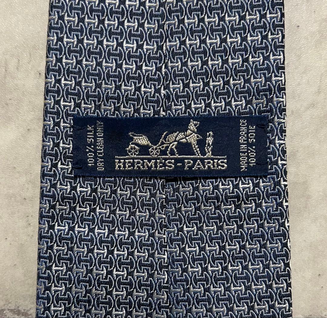 HERMES ネクタイ ハイブランド H柄ジャガード 光沢