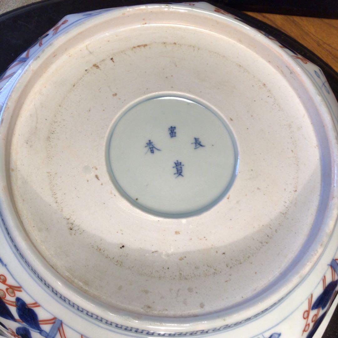 388 古伊万里 極上献上手 鳳凰 に花尽くし紋様 8角書き分け鉢 1客