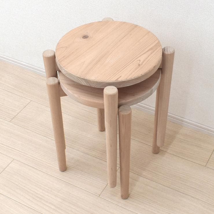 HPY ST HNK　スツール　ひのき国産　4脚（受注生産）　ホワイト