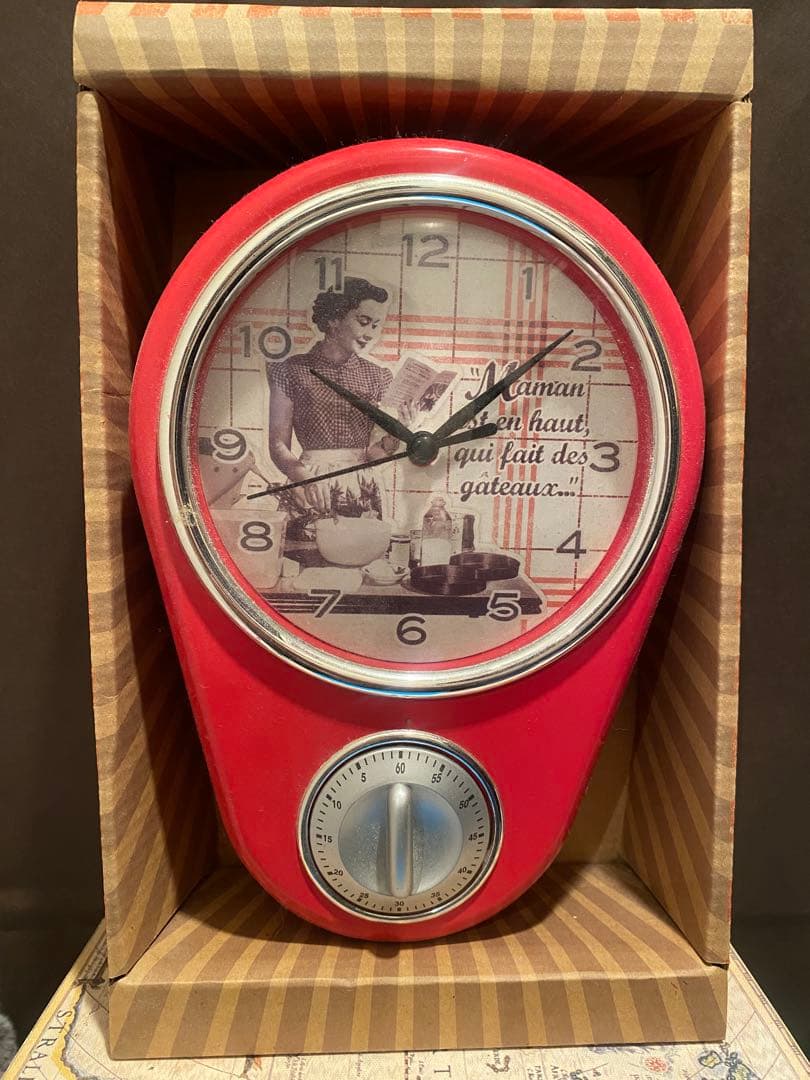 Natives Deco レトロ掛時計 赤