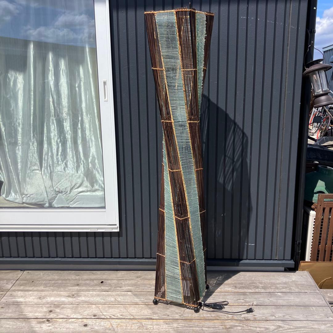 昭和レトロ 和風 竹 ガラス製スタンドライト シェードランプ フロアライト