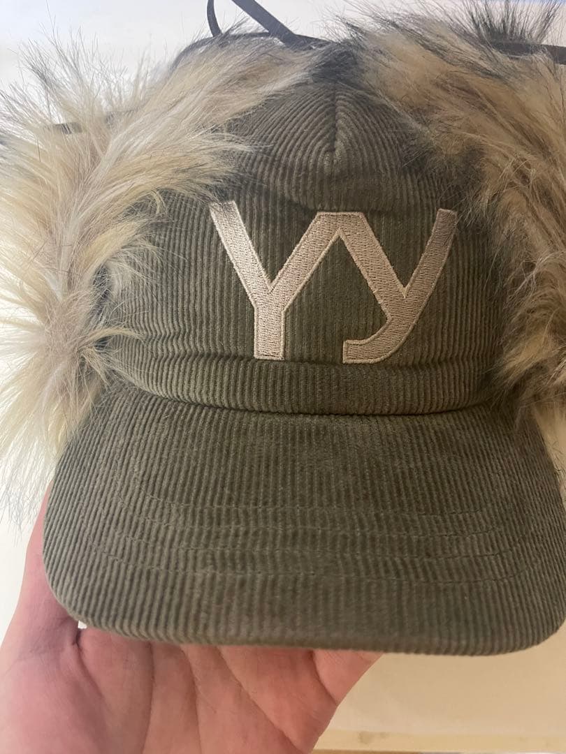 OPEN YY ファー付きキャップ オリーブグリーン