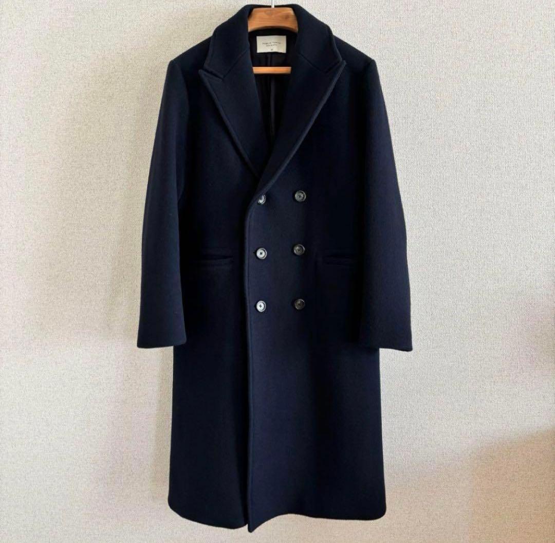 【極美品】PUBLIC TOKYO 極 ダブルチェスターコート ネイビー 1