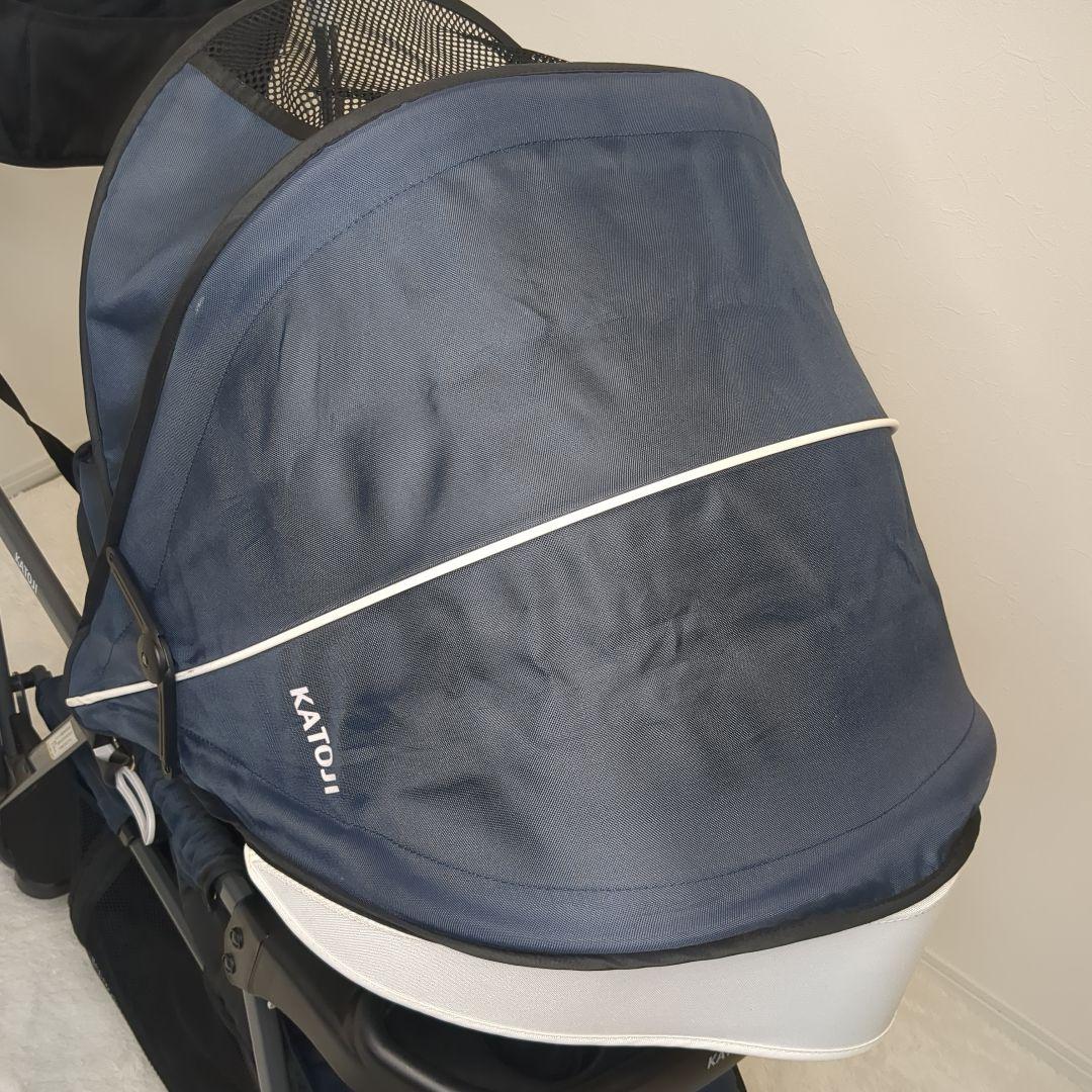 【美品】KATOJI ２人でゴー 折りたたみ式ベビーカー ２人乗り ネイビー