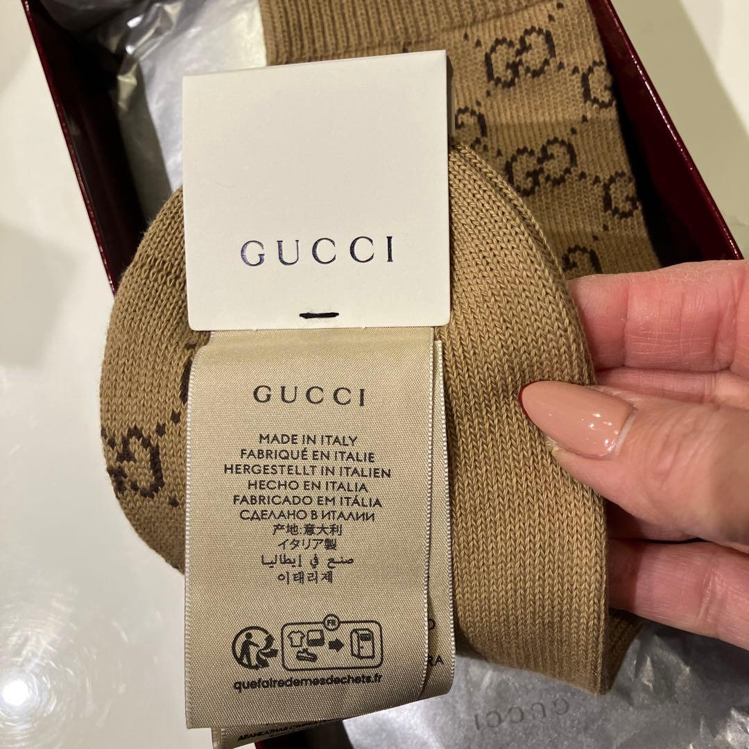 新品❣️GUCCI靴下❣️可愛い24センチ箱有りキャメルカラー