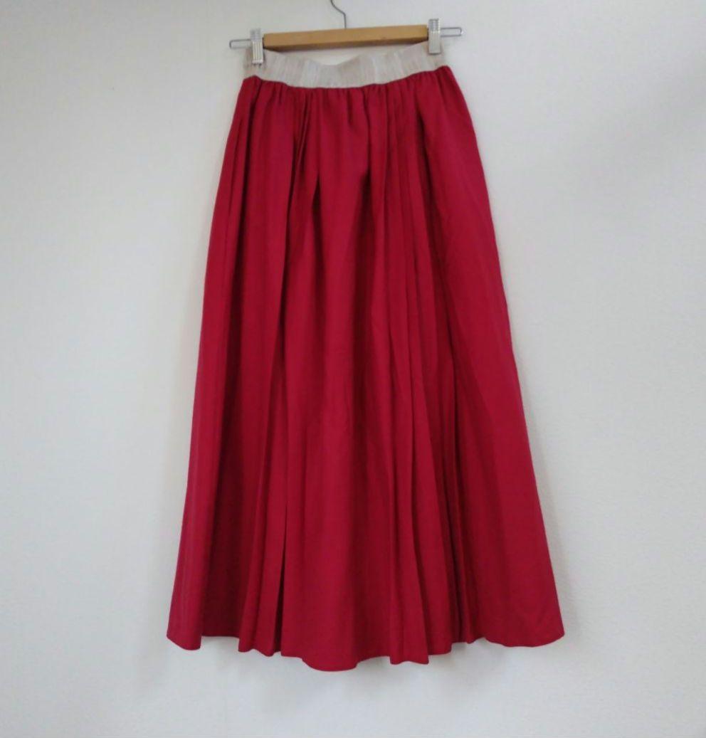 オニールオブダブリン ウール プリーツ入り ロングスカート アイルランド製 赤