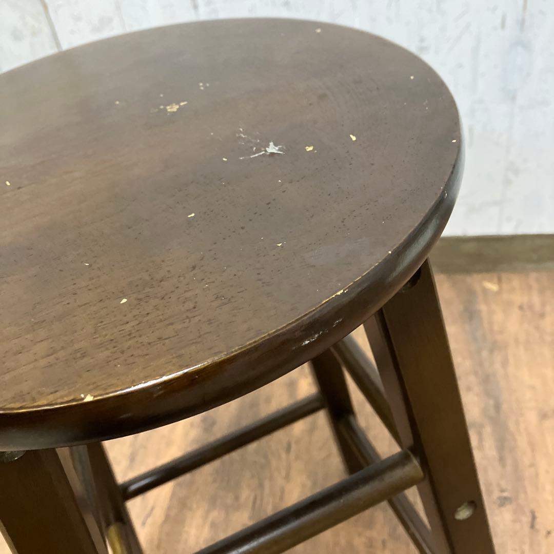 A-2 ② 昭和レトロ 木製 バースツール ハイチェア スツール 椅子 丸椅子