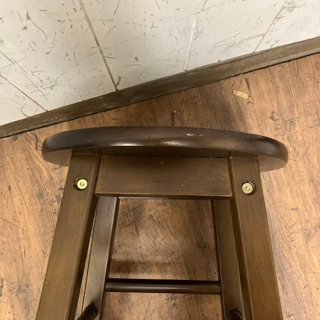 A-2 ② 昭和レトロ 木製 バースツール ハイチェア スツール 椅子 丸椅子