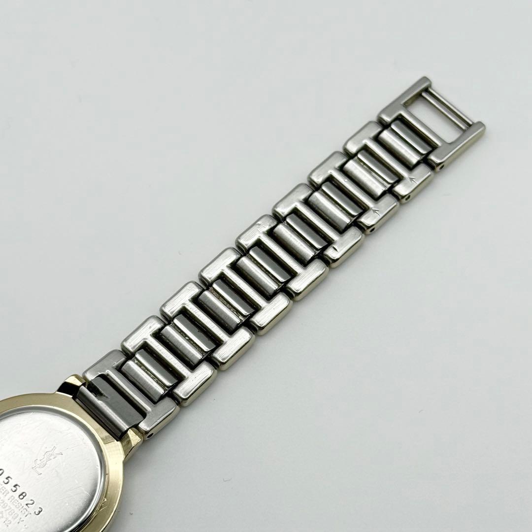 ✨新品電池・稼働✨サンローラン 腕時計 クォーツ ラウンド コンビ 青文字盤