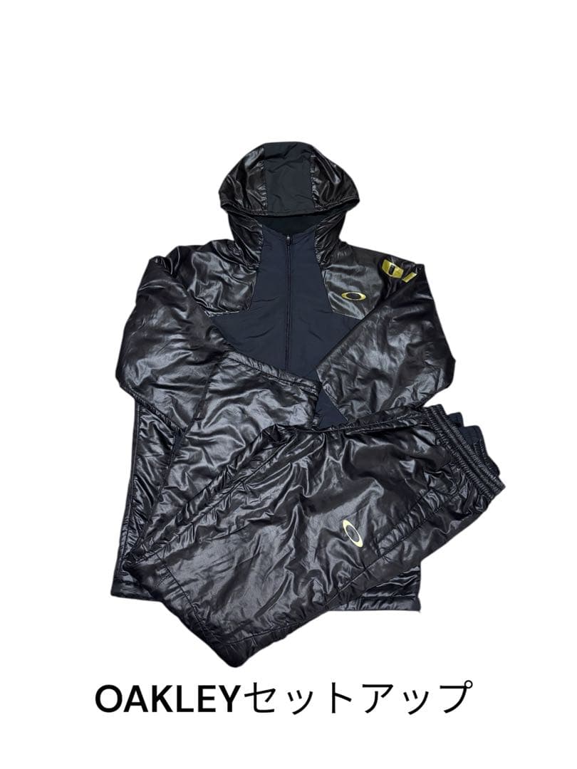 新品OAKLEYオークリージャージ上下セットナイロンセットアップブラックLサイズ