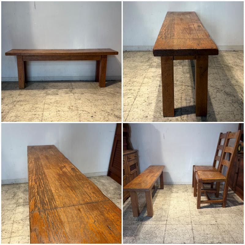 M♦年始Sale東名　希少　アンティーク オーク　総無垢ダイニング4点セット