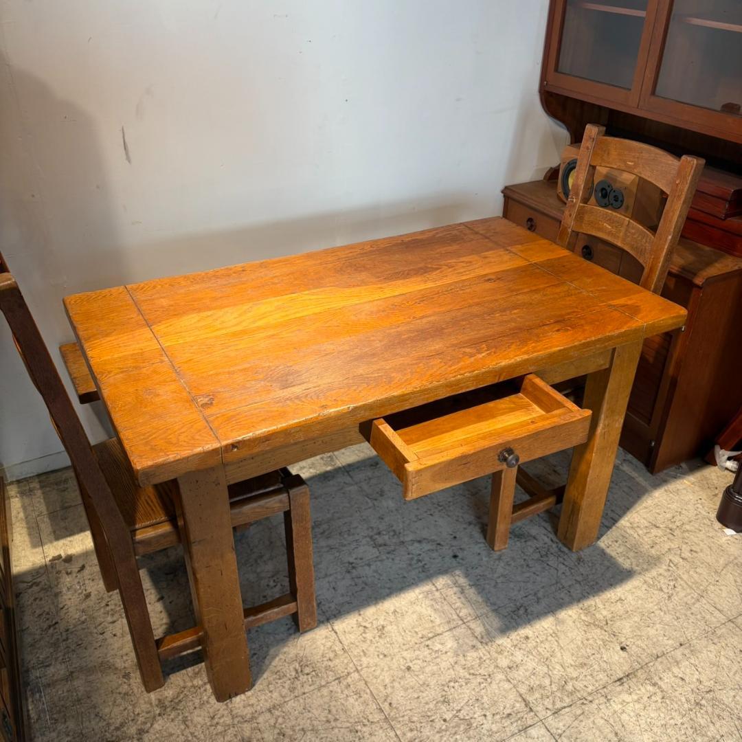 M♦年始Sale東名　希少　アンティーク オーク　総無垢ダイニング4点セット