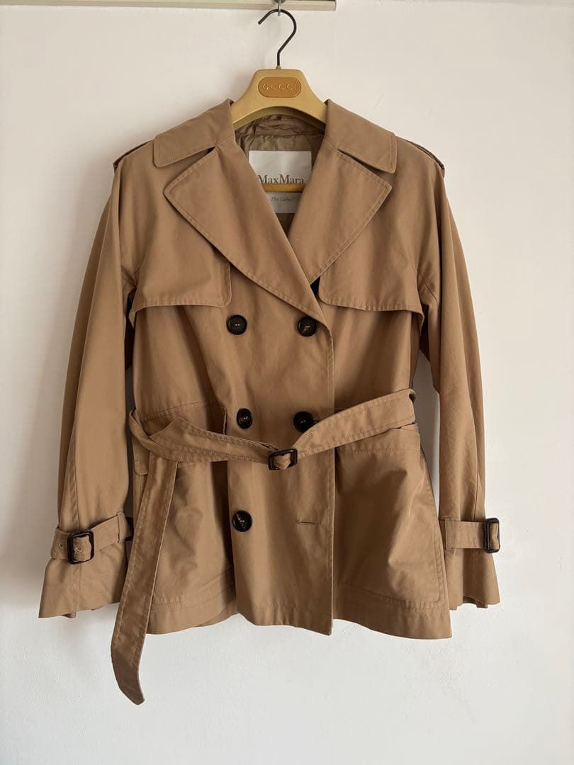 Max Mara The cubeベージュIT40コットンダブルショートトレンチ