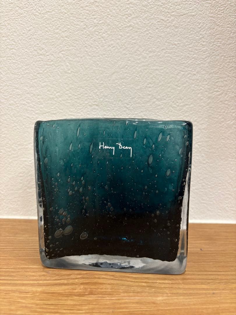 Henry Dean ガラス花瓶 青黒