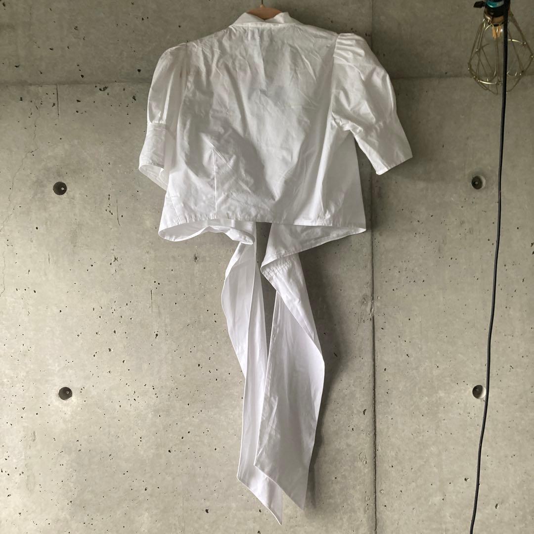 MAISON CLEO ホワイトショート丈フリル袖ブラウス