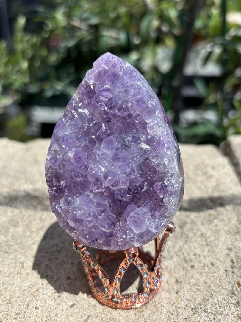 最高品質！ウルグアイ産⭐虹入！アメジストたまご小花付⭐RM 4