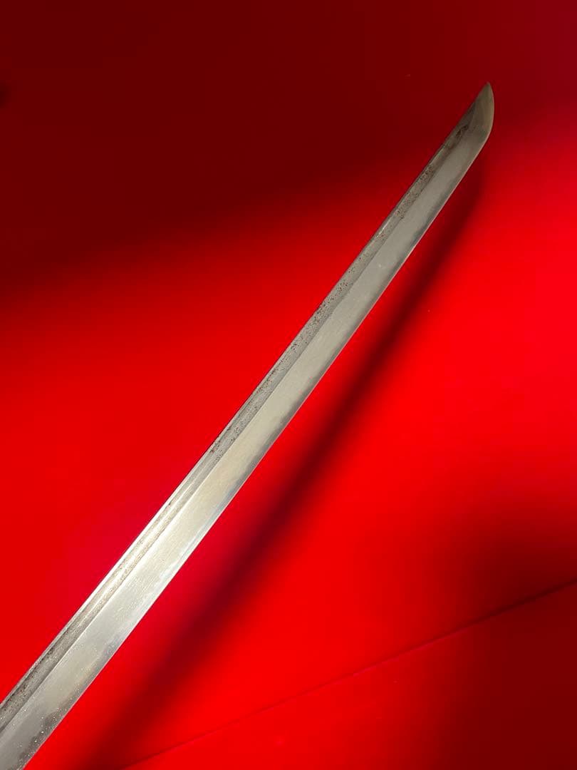 No.01367 包丁　マグロ包丁　先丸筋　両刃　玉鋼製　刃文綺麗　未使用品