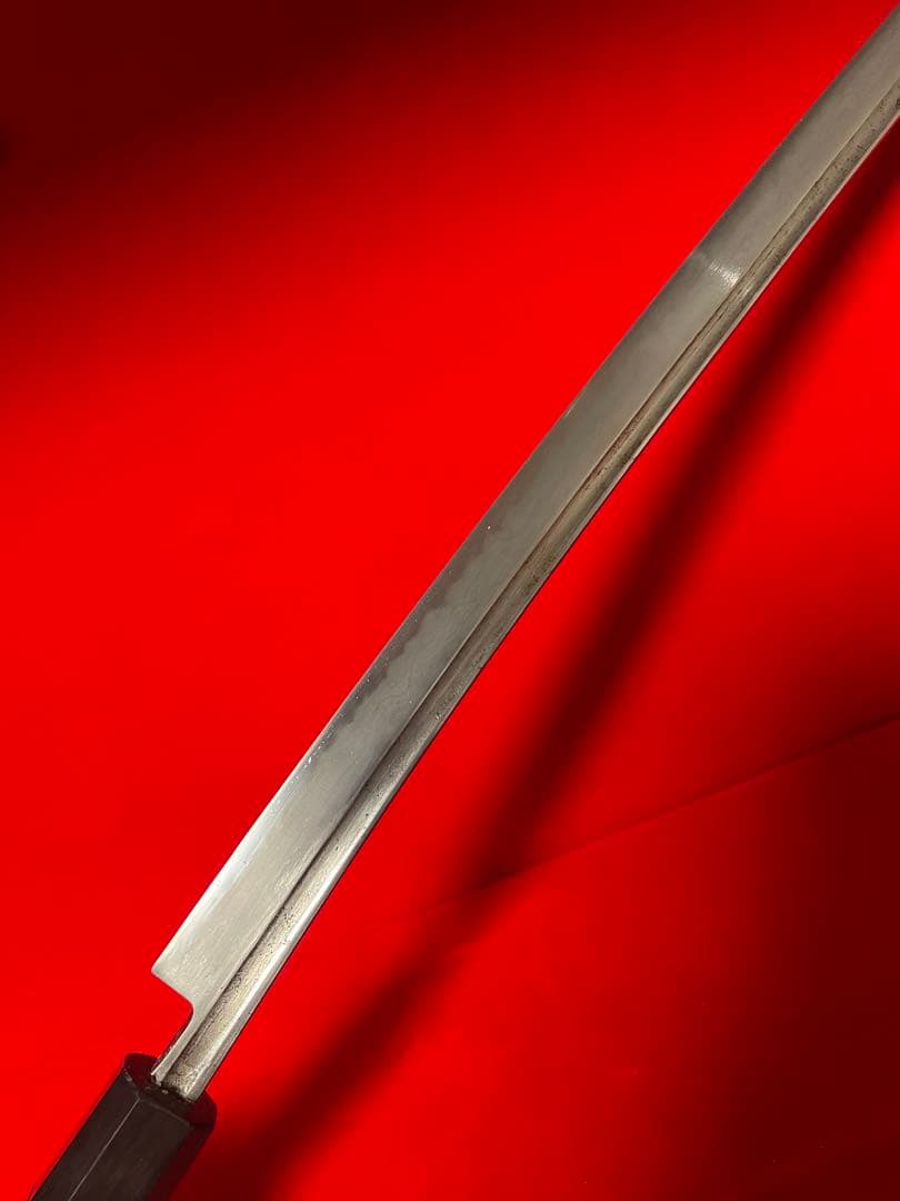 No.01367 包丁　マグロ包丁　先丸筋　両刃　玉鋼製　刃文綺麗　未使用品