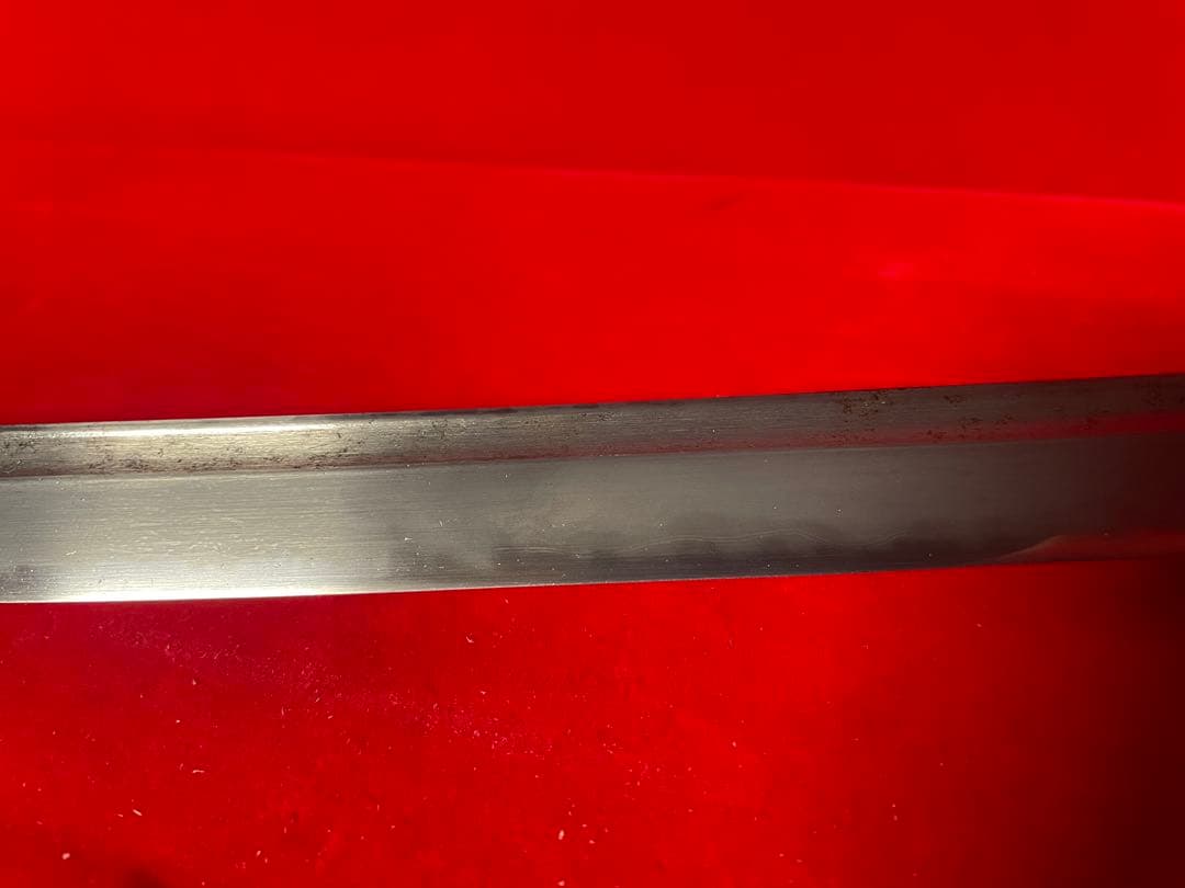 No.01367 包丁　マグロ包丁　先丸筋　両刃　玉鋼製　刃文綺麗　未使用品