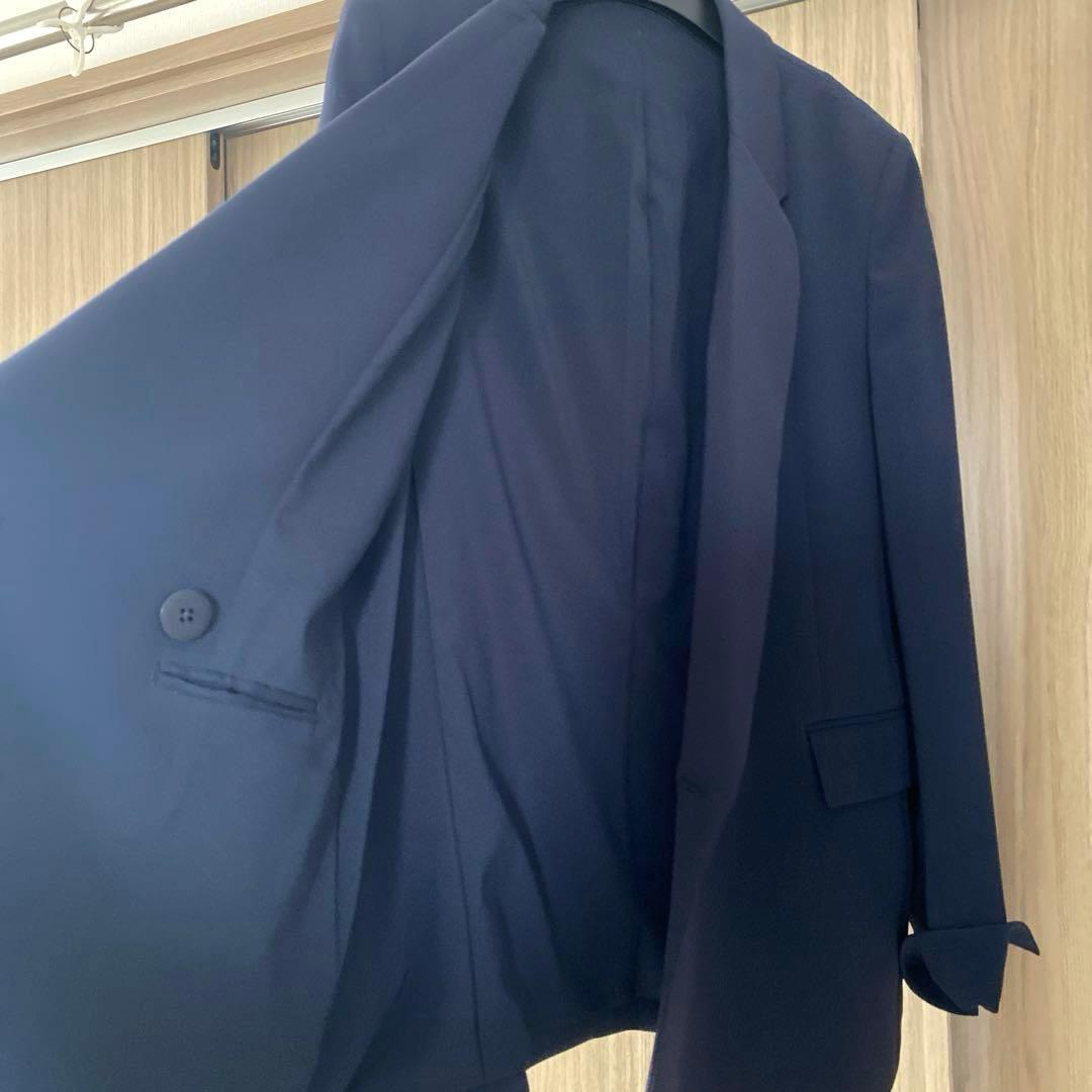 PLST　トリアセブレンドダブルジャケット　テーパードパンツ　ネイビー