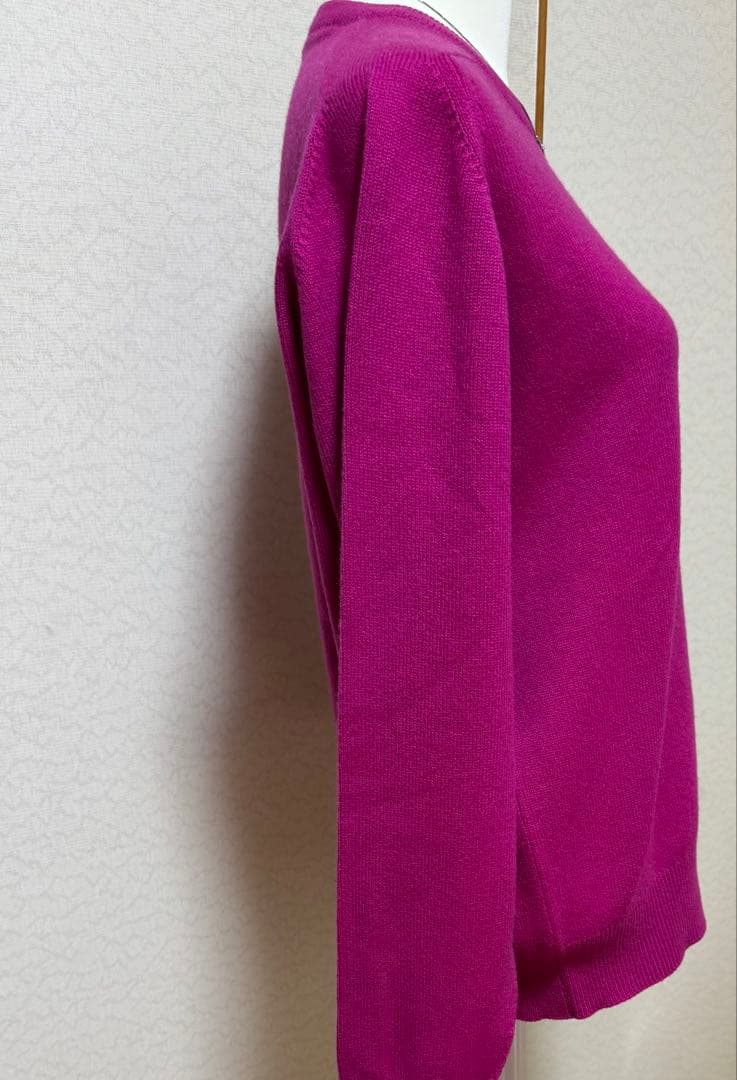 エルメススコットランド製ピュアカシミア マゼンタ柄ーフューシャ系