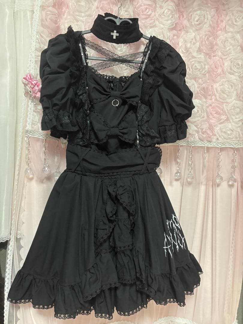 DimMoire×AVENCHUMU dress BLACK チョーカー付き