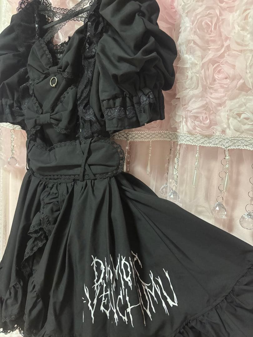 DimMoire×AVENCHUMU dress BLACK チョーカー付き