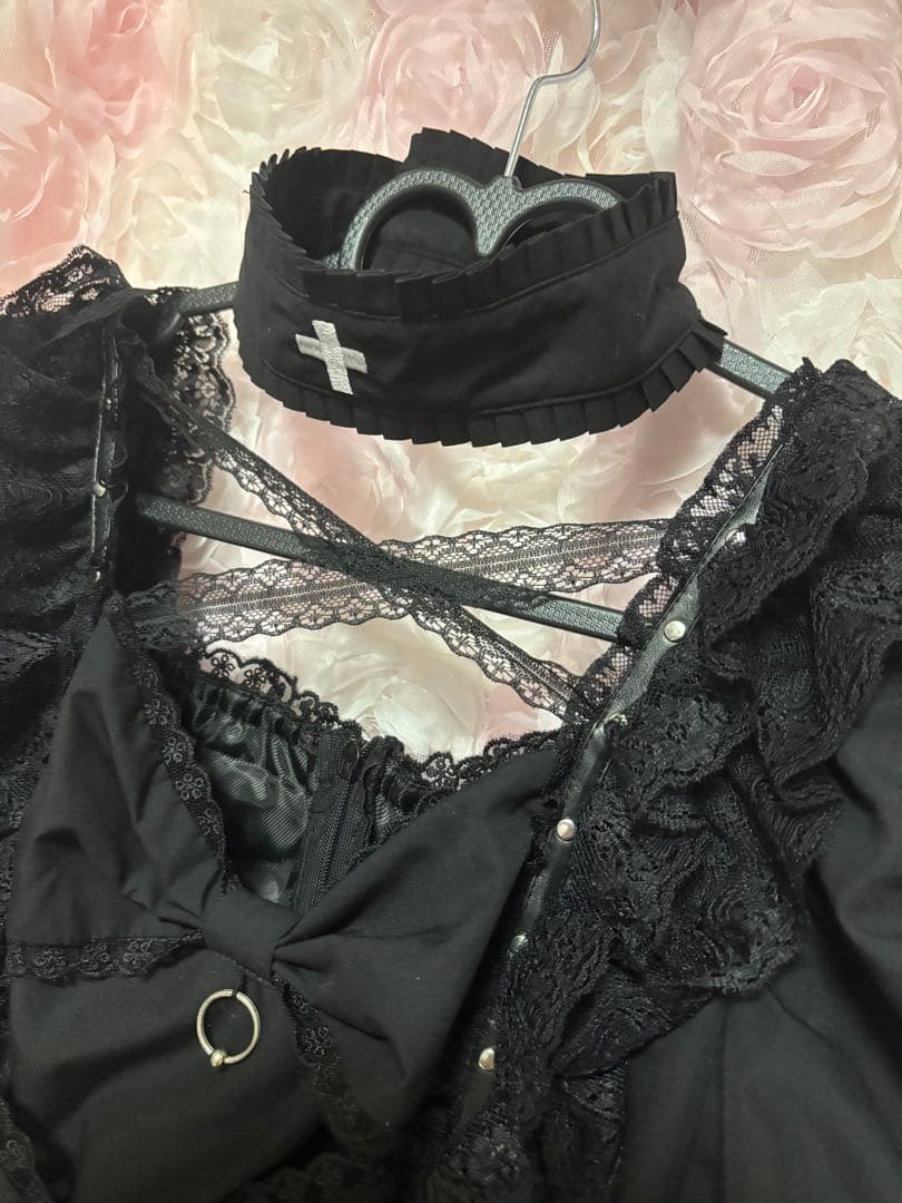 DimMoire×AVENCHUMU dress BLACK チョーカー付き