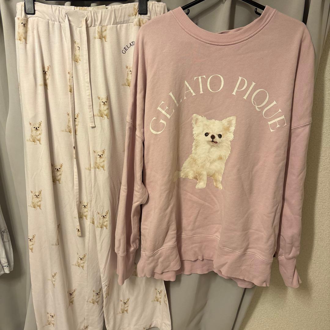ジェラートピケ　DOG柄　チワワ　セットアップ　プルオーバー・パンツ