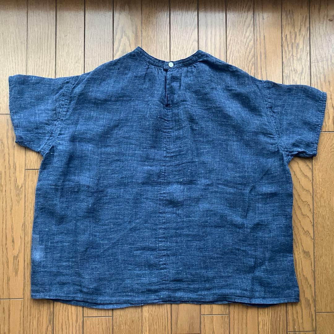 新品未使用　麻のかや織 モックネックブラウス