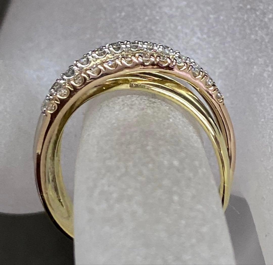 K18 Pt900　天然ダイヤモンド リング