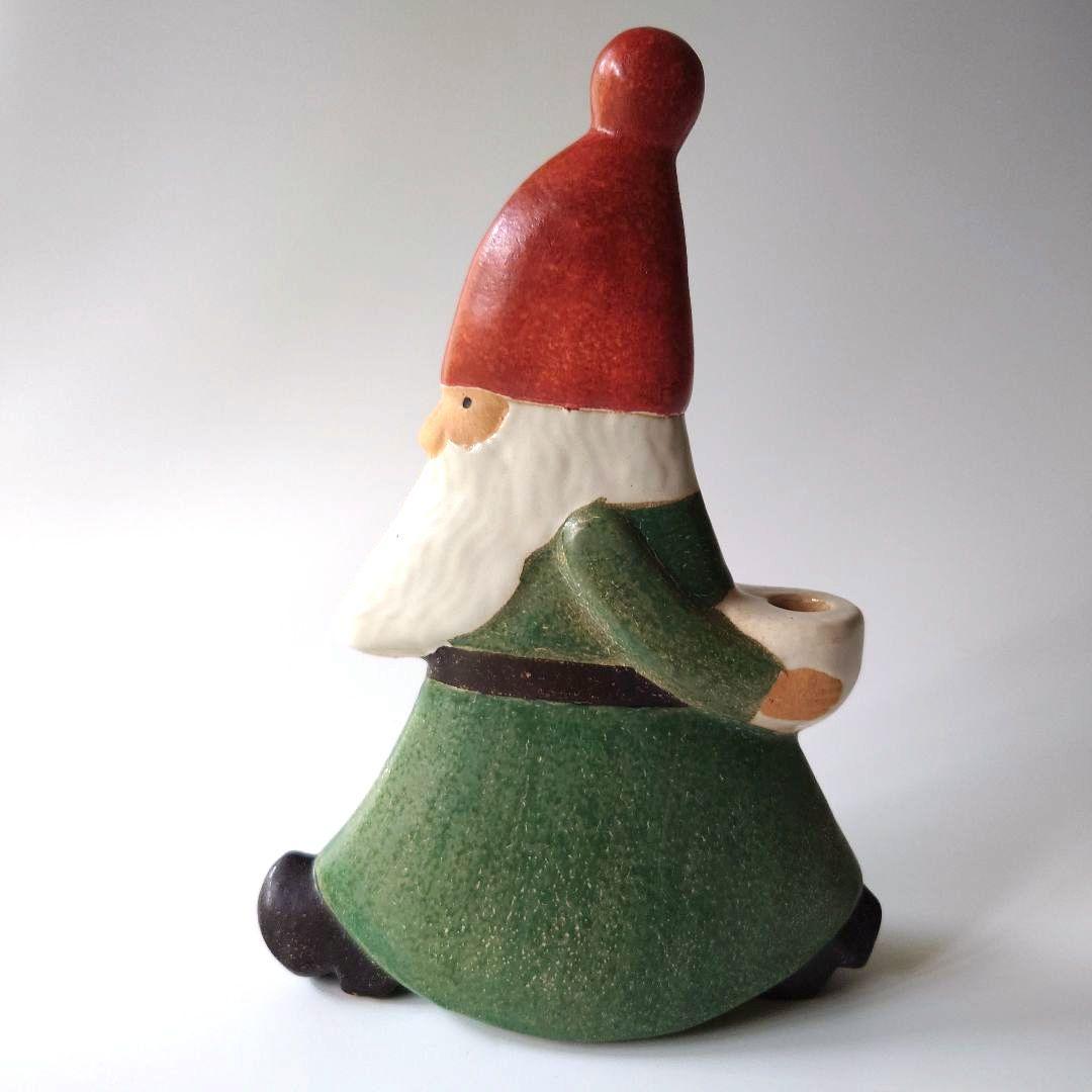 リサラーソン　サンタ　ストレスサンタ　キャンドルホルダー　グリーン