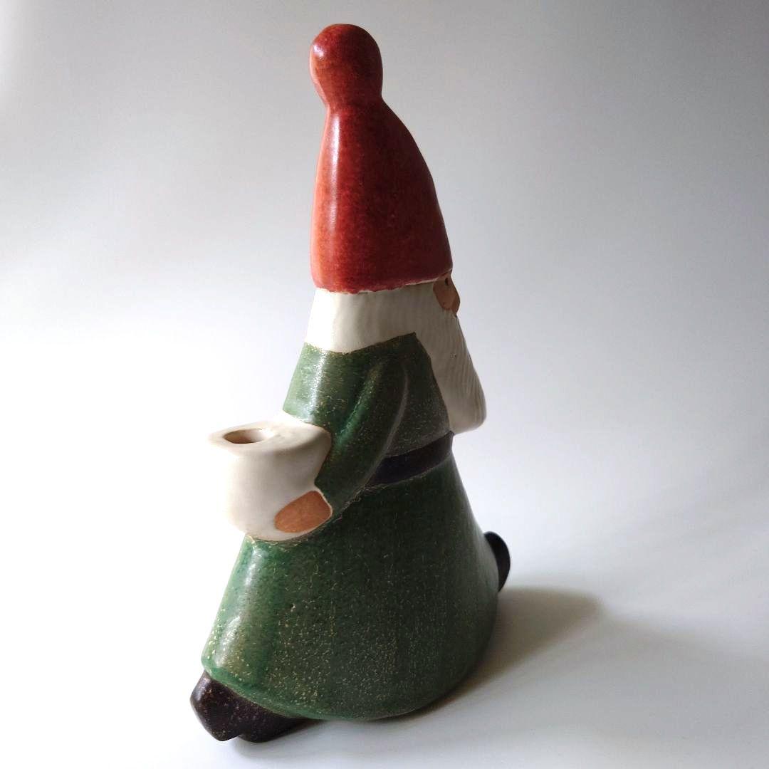 リサラーソン　サンタ　ストレスサンタ　キャンドルホルダー　グリーン