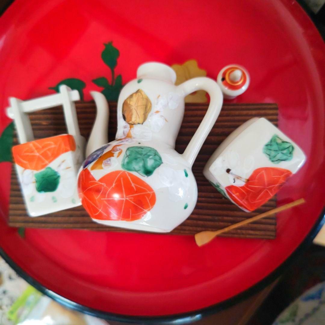 和風陶器醤油 継ぎ、辛子入れ、楊枝差しセット