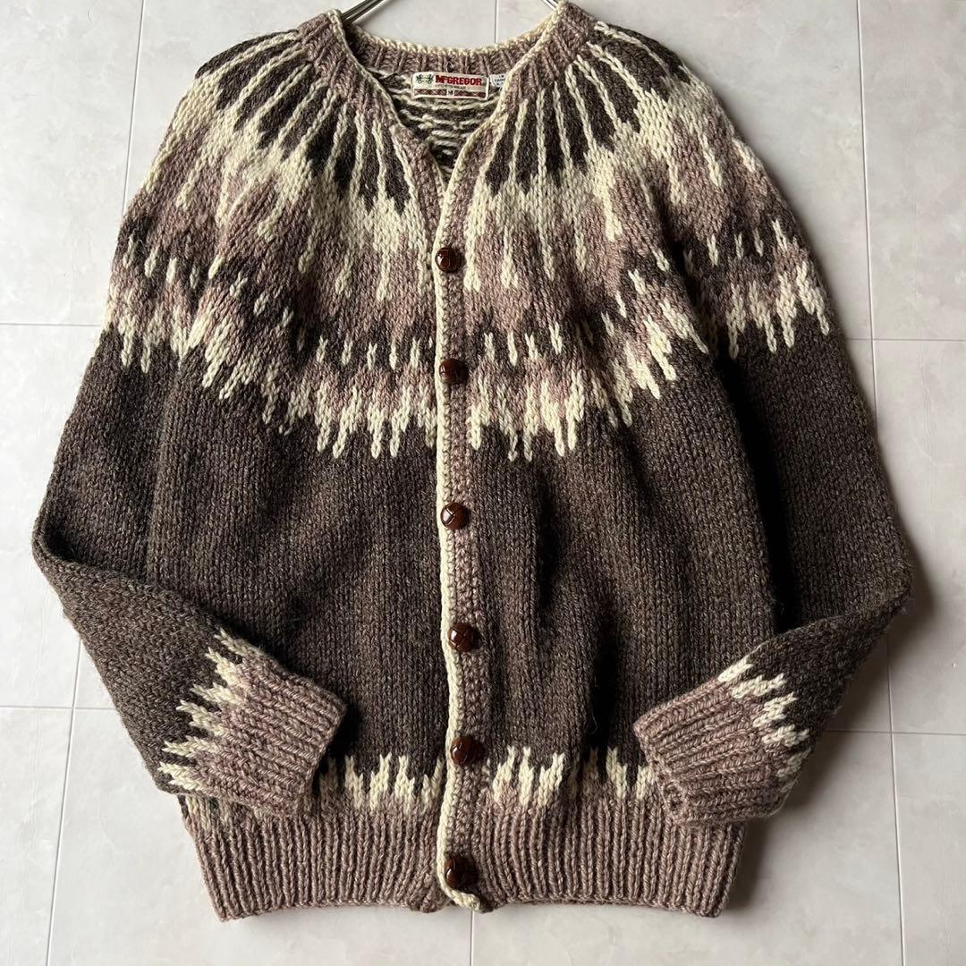 マックレガー 70s ノルディック ウール ニット カーディガン M くるみ釦