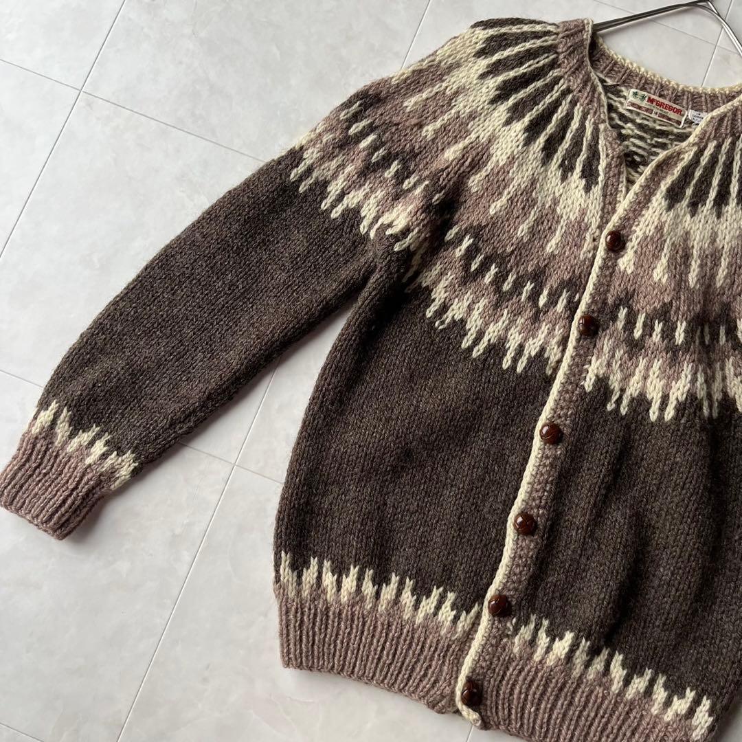 マックレガー 70s ノルディック ウール ニット カーディガン M くるみ釦