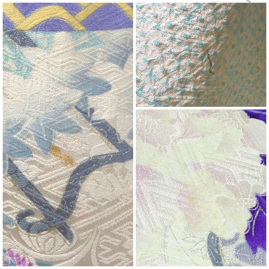 4 振袖フルセット 正絹 難あり 水色 紫 ピンク 銀彩 絞り 小柄さん レトロ