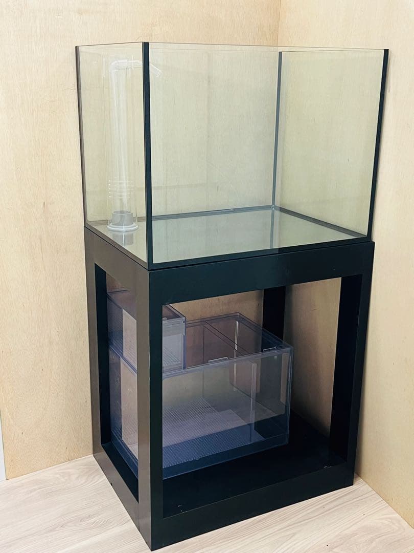 600×450×450オールガラスオーバーフロー水槽 ブラックシリコン