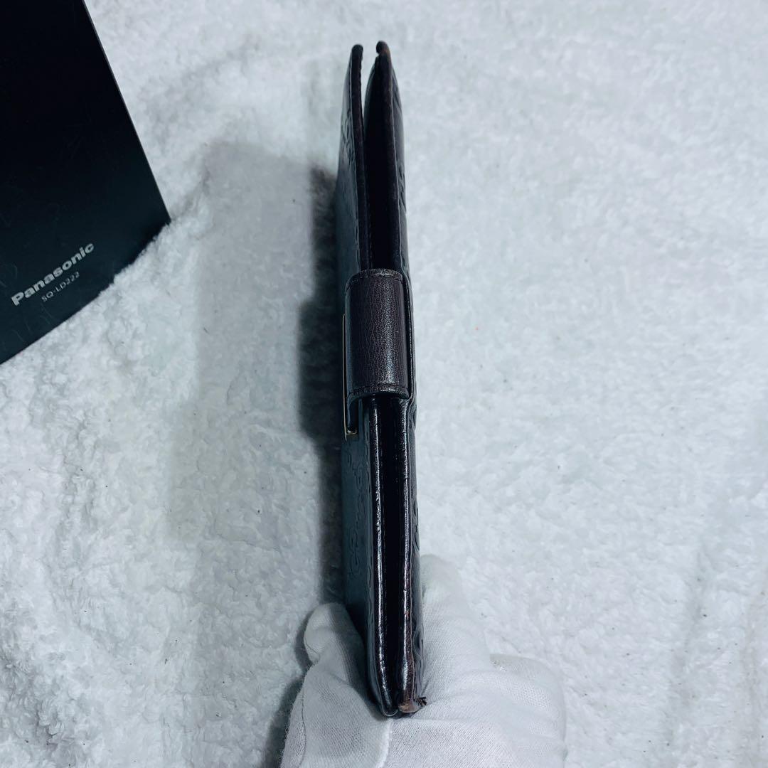 ⭐️GUCCI グッチ 長財布 ダークブラウン シマレザー　19×10×2cm