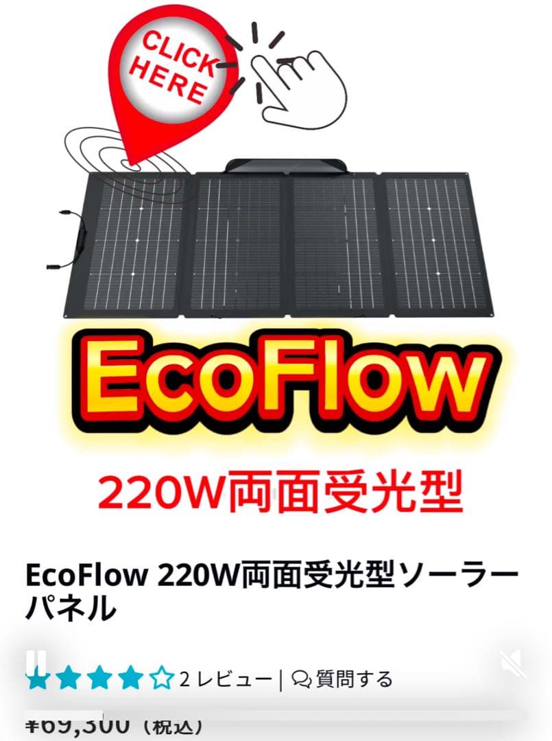 EcoFlow 220W両面受光型ソーラーパネル