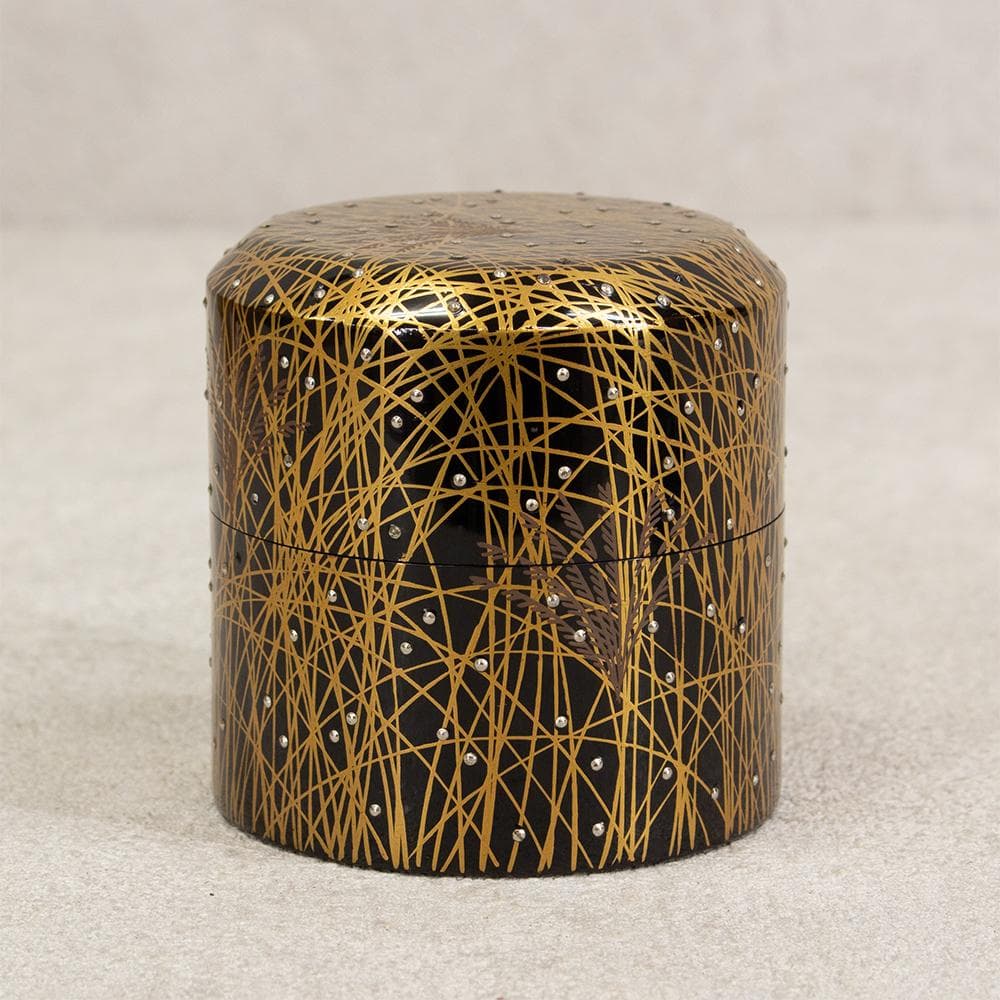 塗師 常寛 淡々斎書付 花押 面中次 嵯峨野蒔絵 棗 茶器 茶道具 木箱