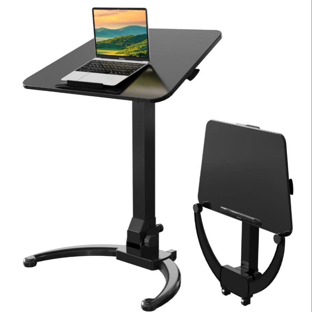 サイドテーブル 昇降式 天板角度調整可能　ブラック