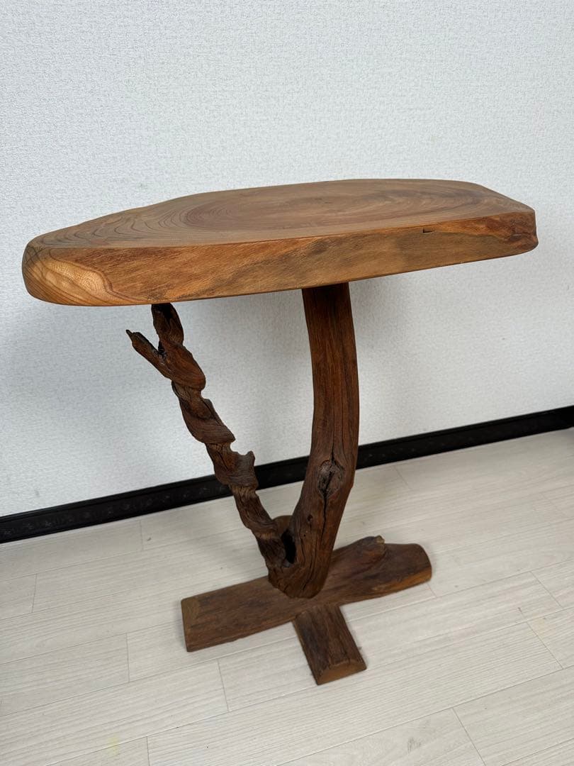 天然木 無垢材 手作り サイドテーブル 机 電話台 花台 管理No.※i4※