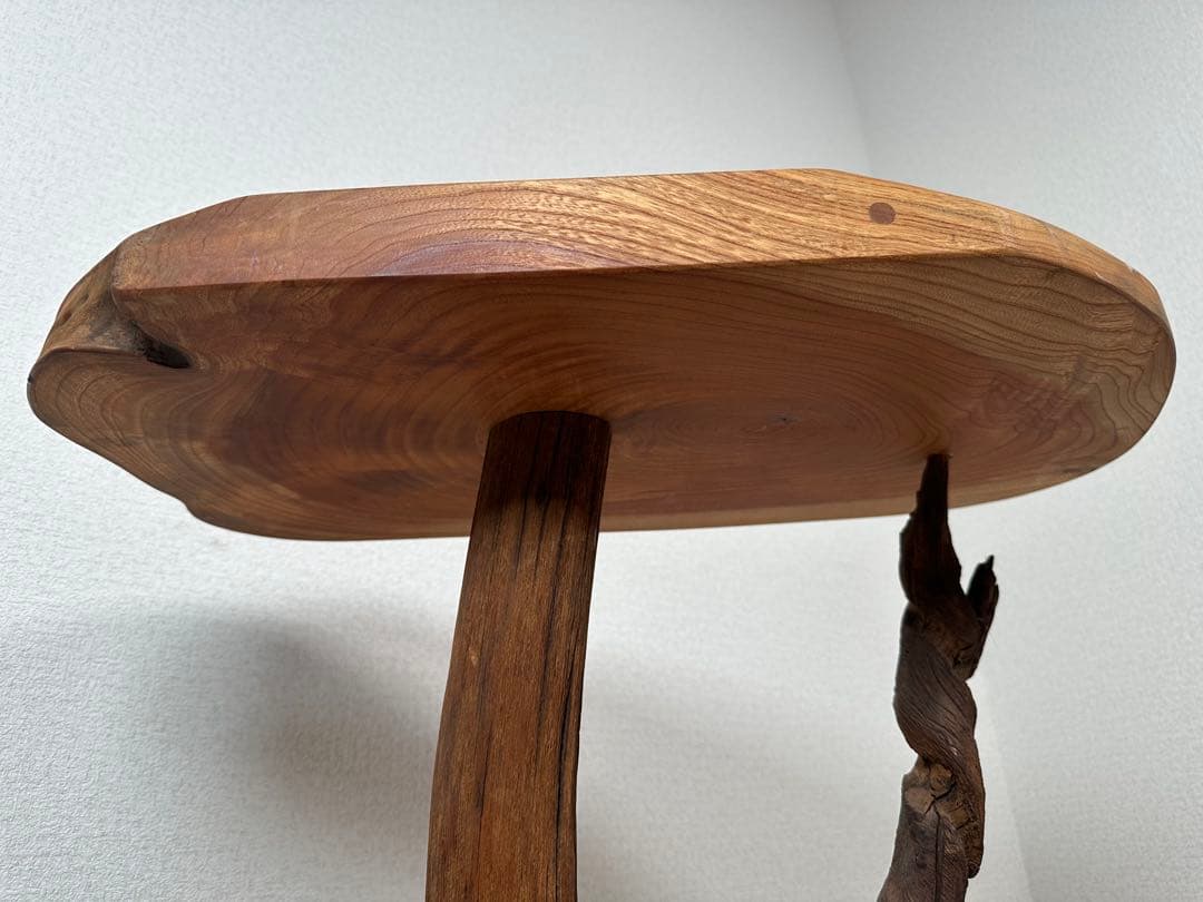 天然木 無垢材 手作り サイドテーブル 机 電話台 花台 管理No.※i4※