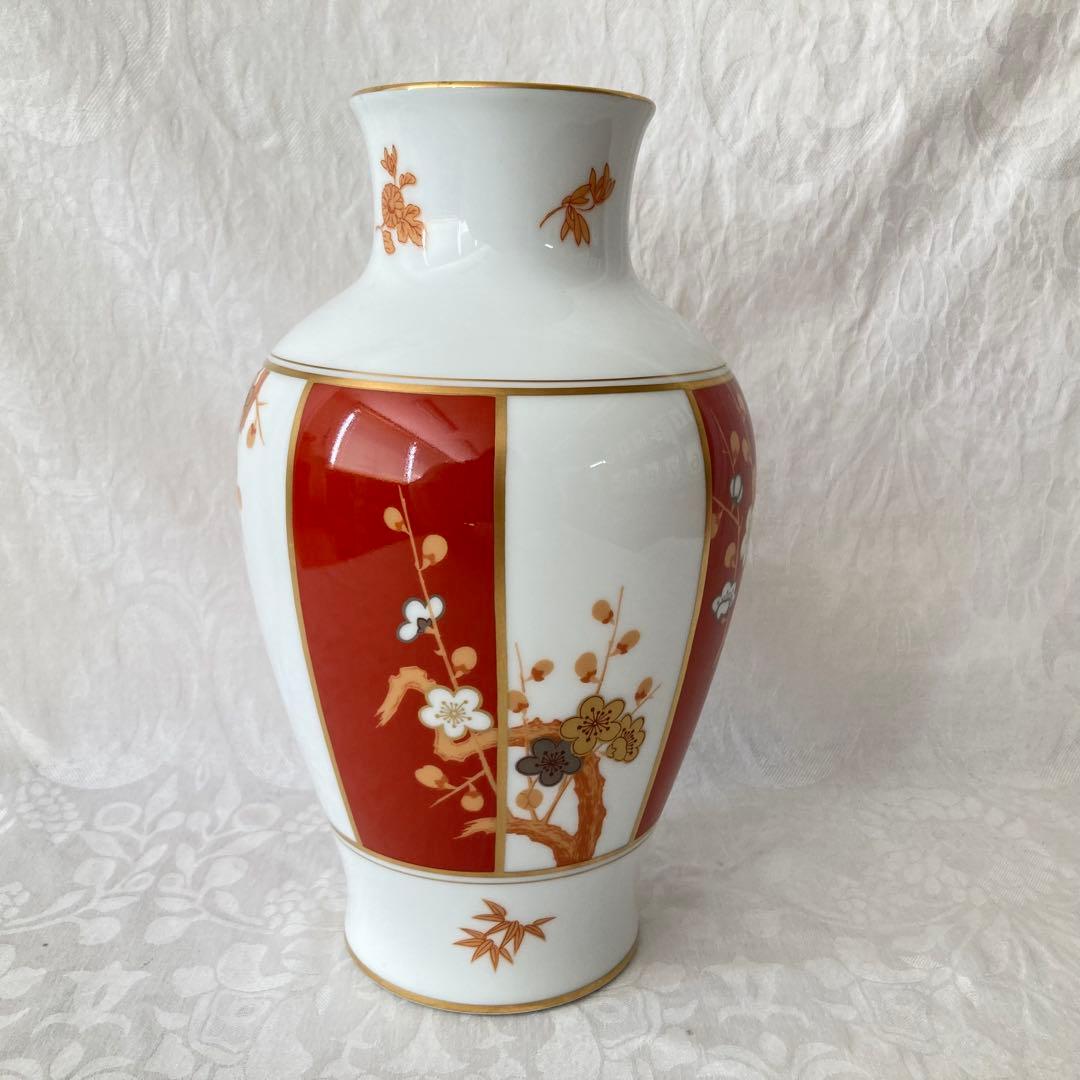 【大倉陶園】フランクリン ポーセリン 四君子之内 梅 花瓶