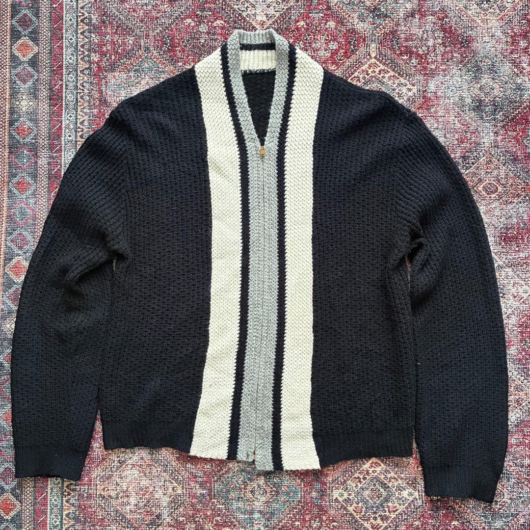 り*る様 美品　60s vintage ジップアップカーディガン　ショールカラt