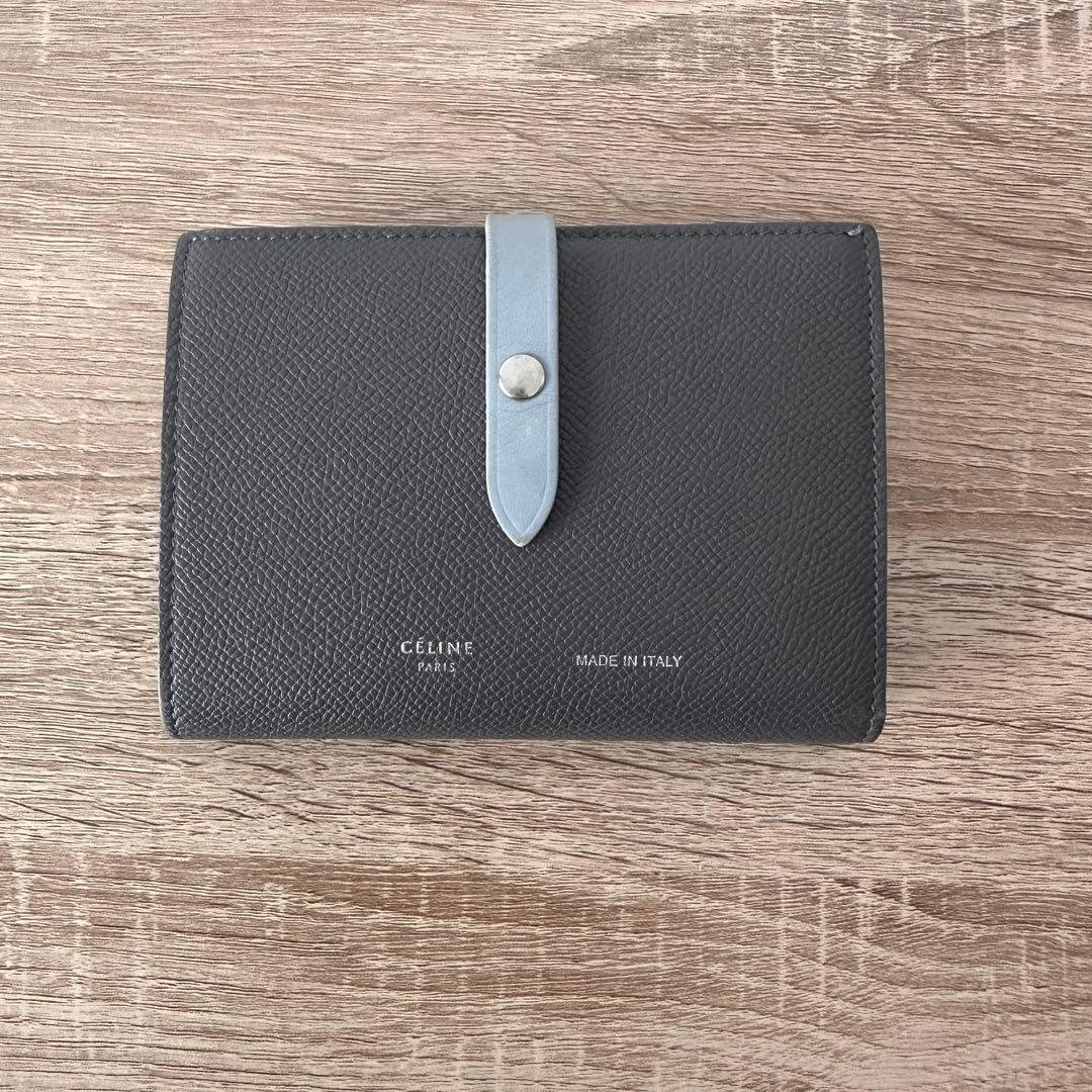 CELINE グレー×ブルー 二つ折り財布