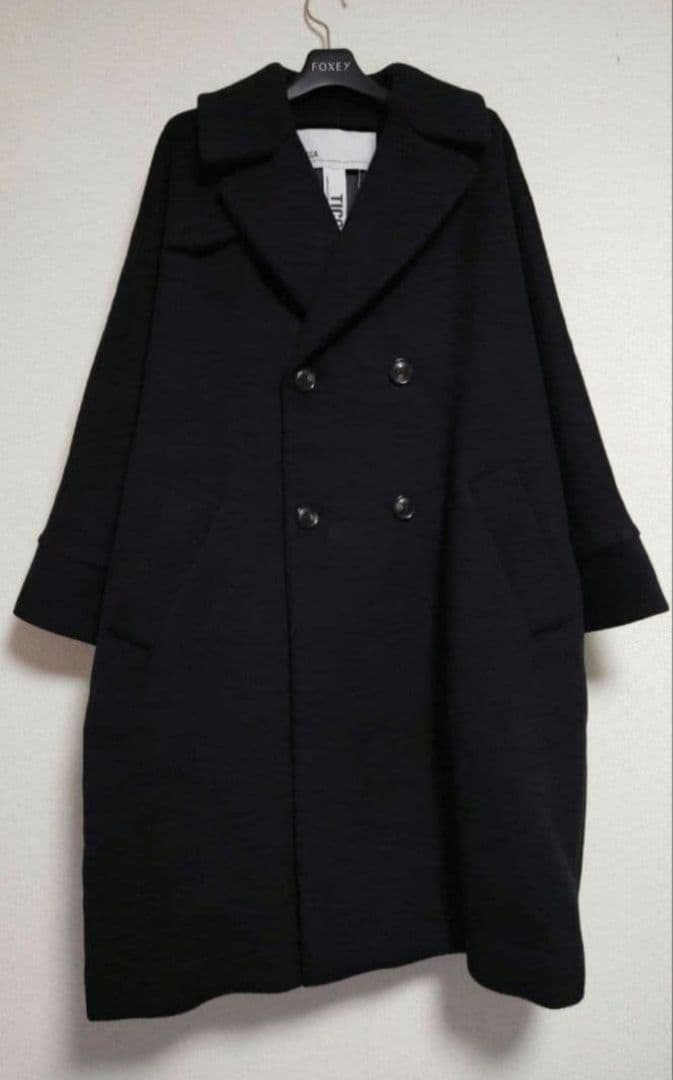 【ティッカ】スピックアンドスパン　ブラック テントコートロングコート24AW