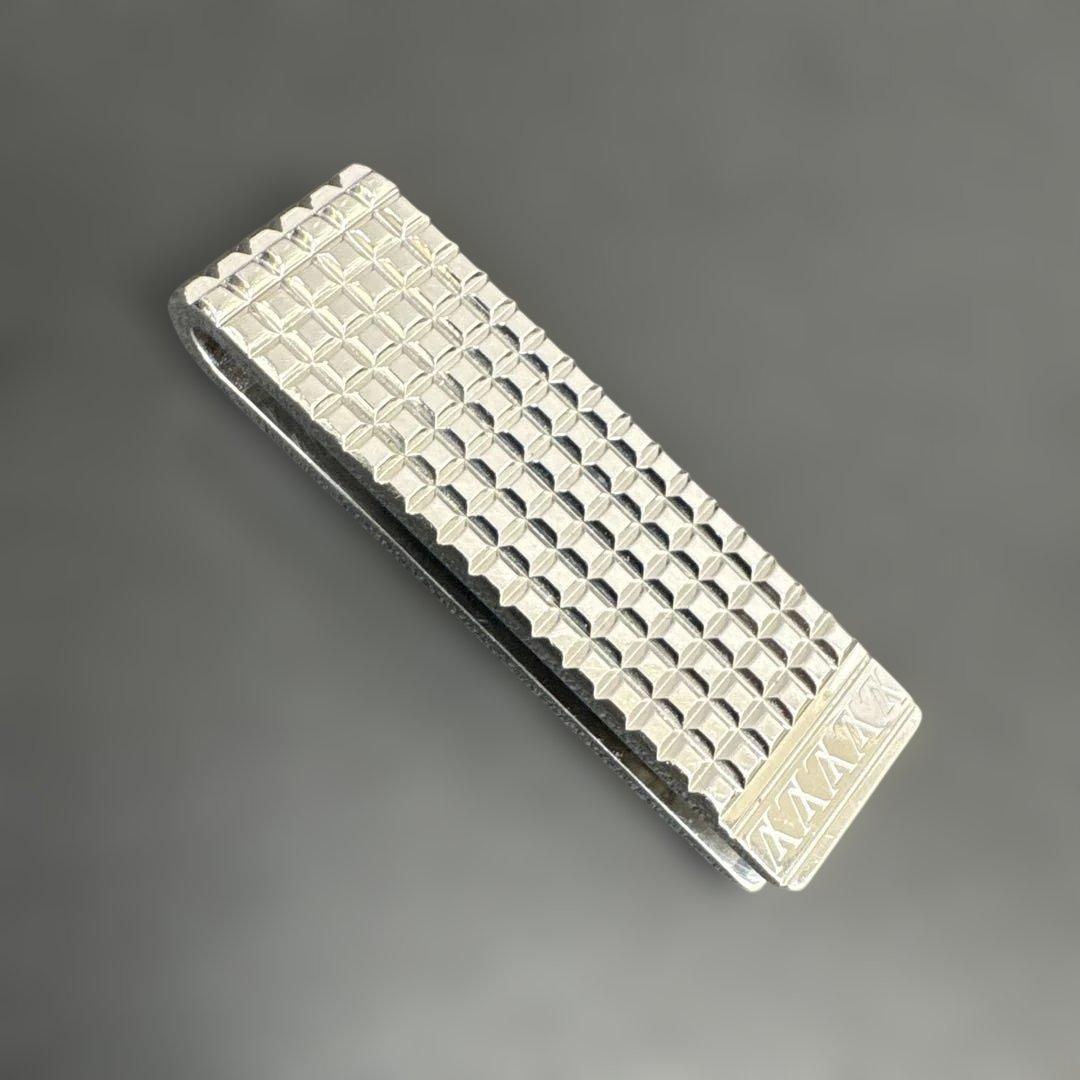美品　ヴィトン　マネークリップ　シルバー　AN1121 格子型